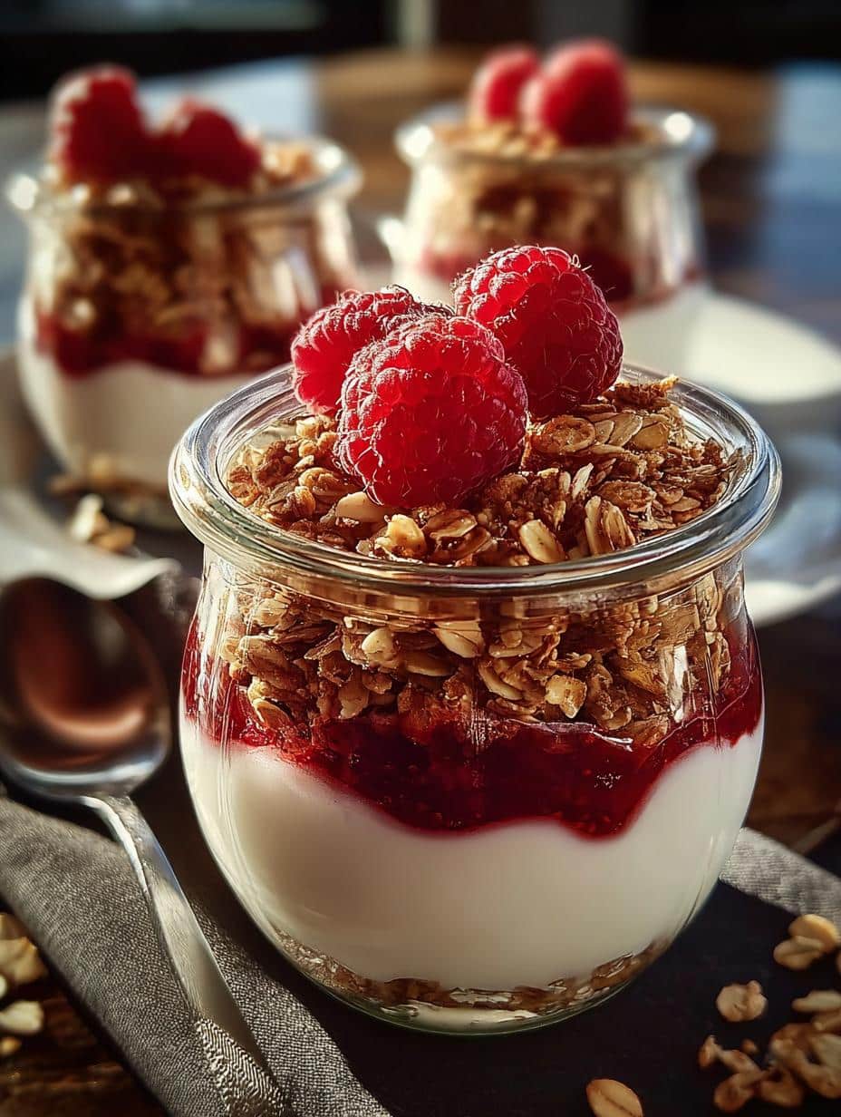 Raspberry Yogurt Granola Jars: 5 Layers of Morning Bliss - Raspberry Yogurt Granola Jars - main visual representation