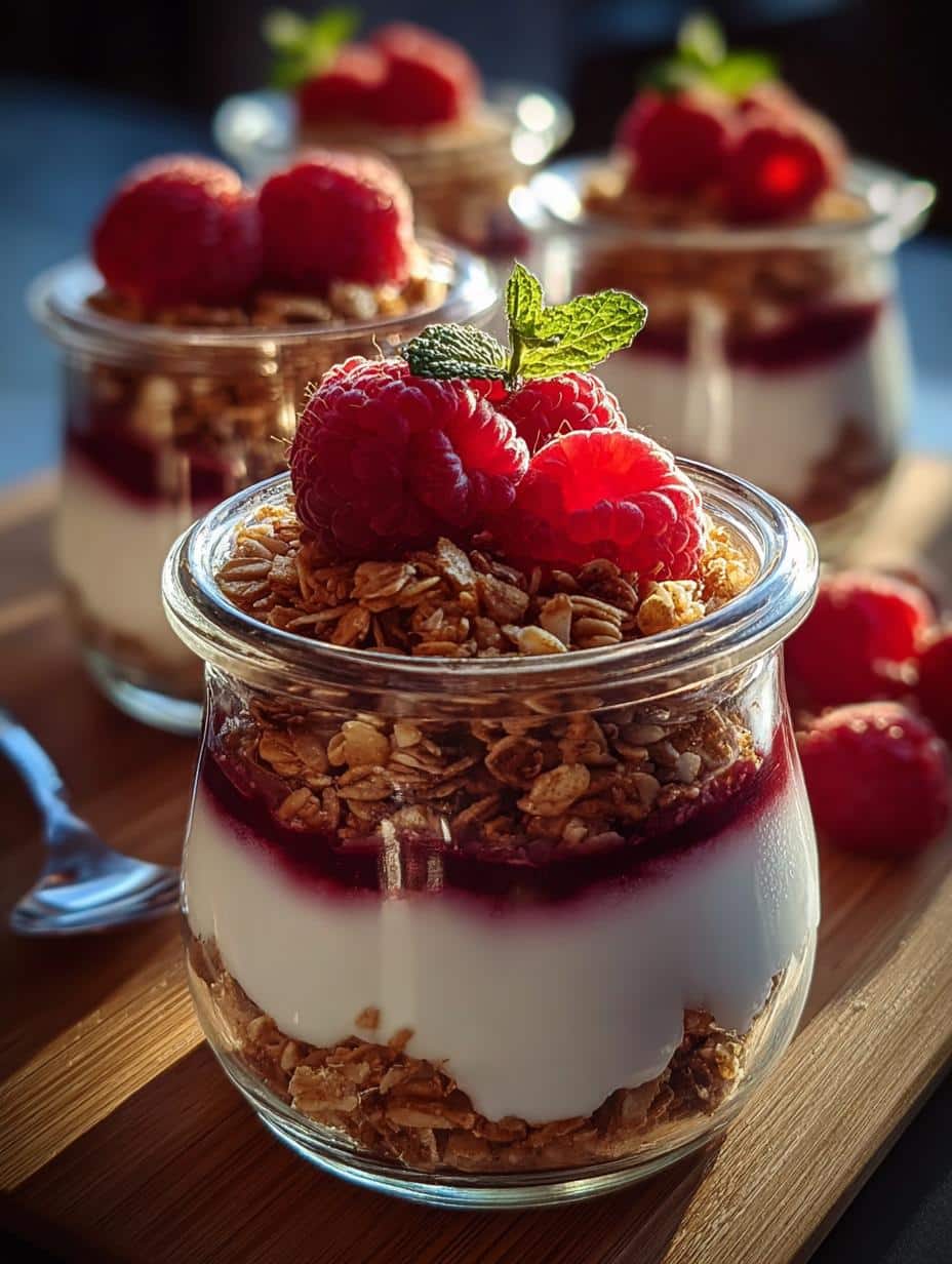 Raspberry Yogurt Granola Jars