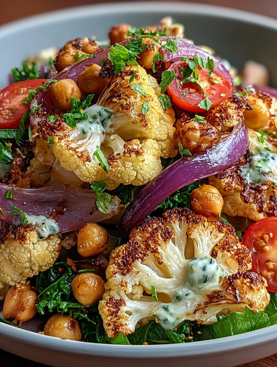 Roasted Cauliflower Chickpea Salad