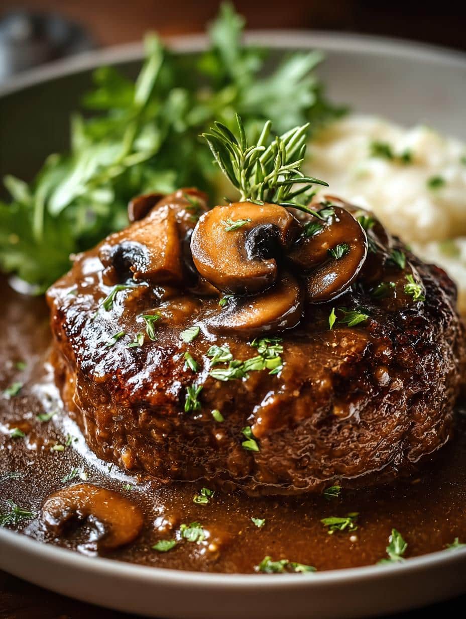 Delicious Slow Cooker Salisbury Steak with Gravy - Slow Cooker Salisbury Steak - main visual representation