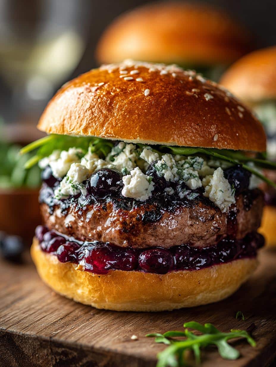 Blueberry Feta Burgers with Sweet Jalapeño Aioli - Blueberry Feta Burgers with - additional detail