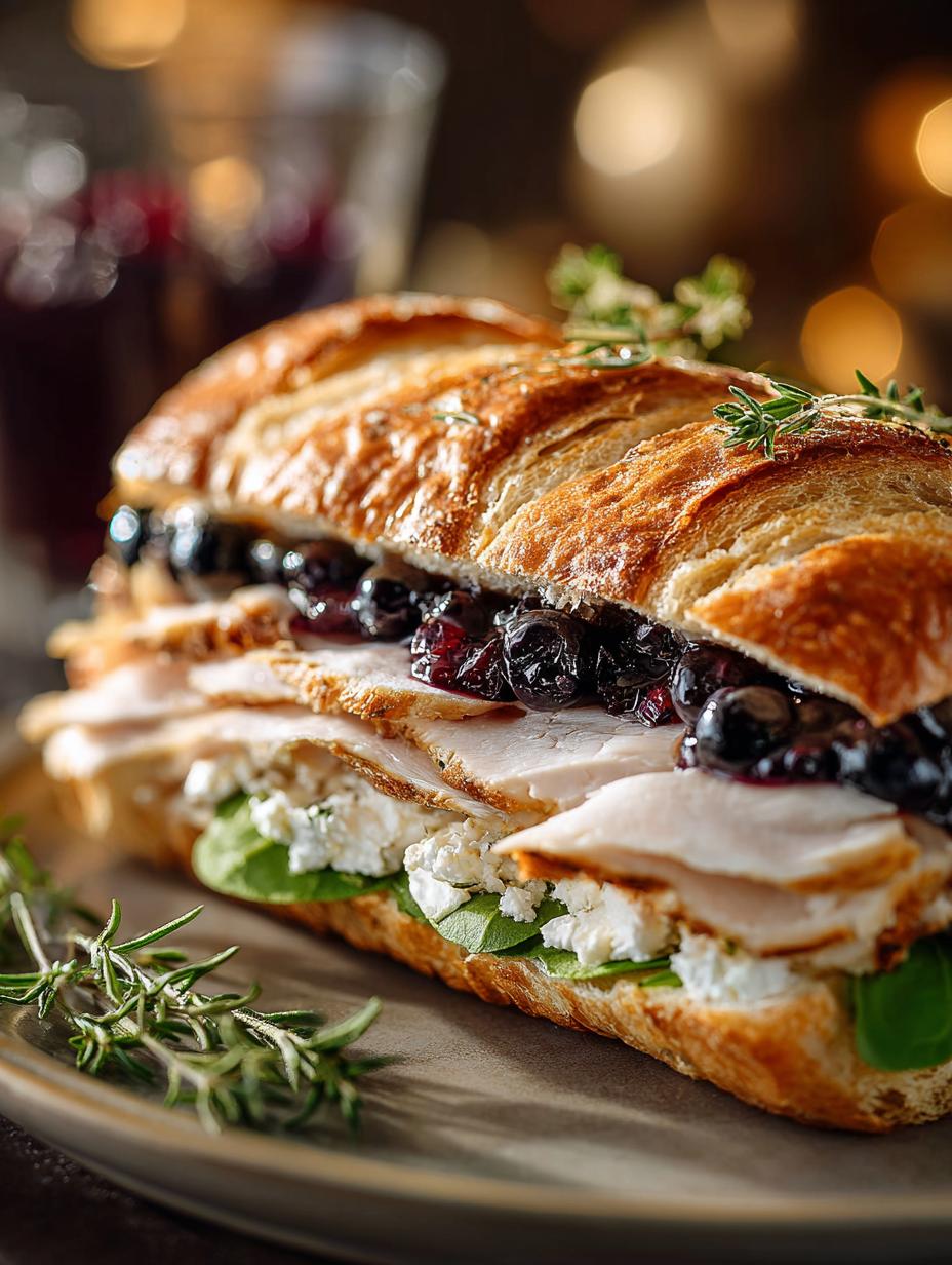Delicious Brie Turkey Ciabatta Blueberry Sandwich - Brie Turkey Ciabatta Blueberry - main visual representation