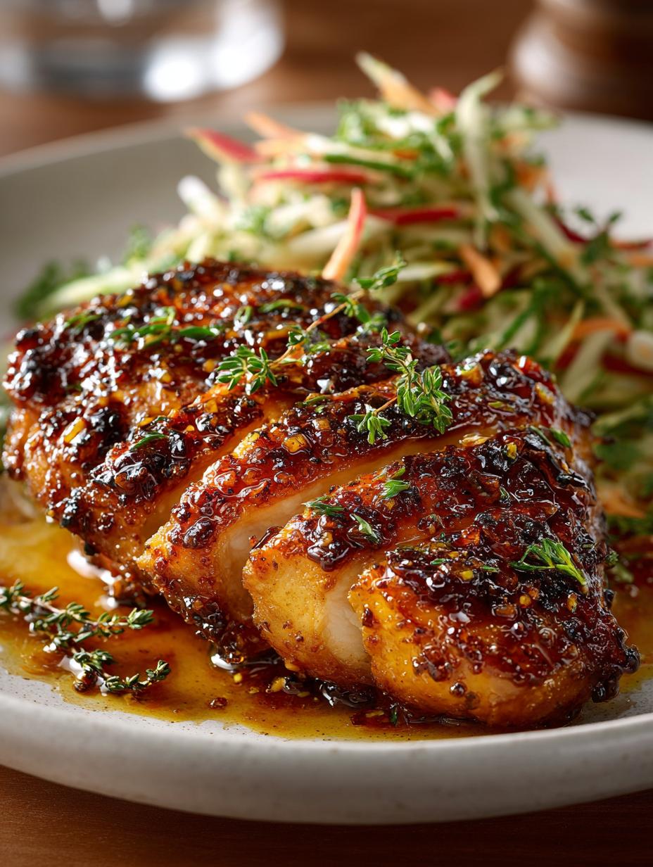 Honey Apple Glazed Chicken with Crunchy Slaw for Dinner - Honey Apple Glazed Chicken - main visual representation