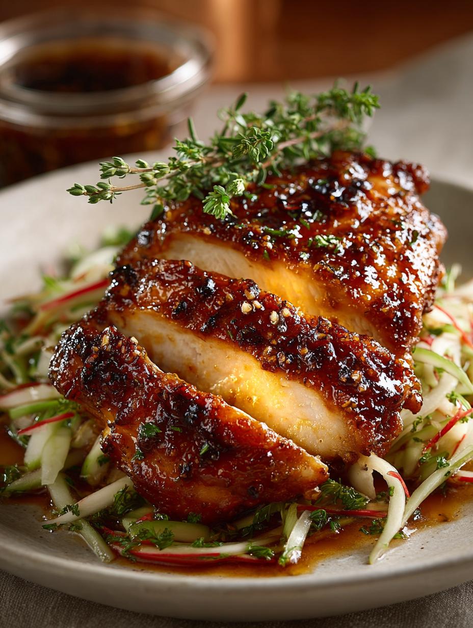 Honey Apple Glazed Chicken with Crunchy Slaw for Dinner - Honey Apple Glazed Chicken - additional detail