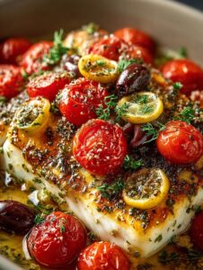 Mediterranean Baked Halibut with