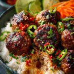 Spicy Chicken Meatball Rice