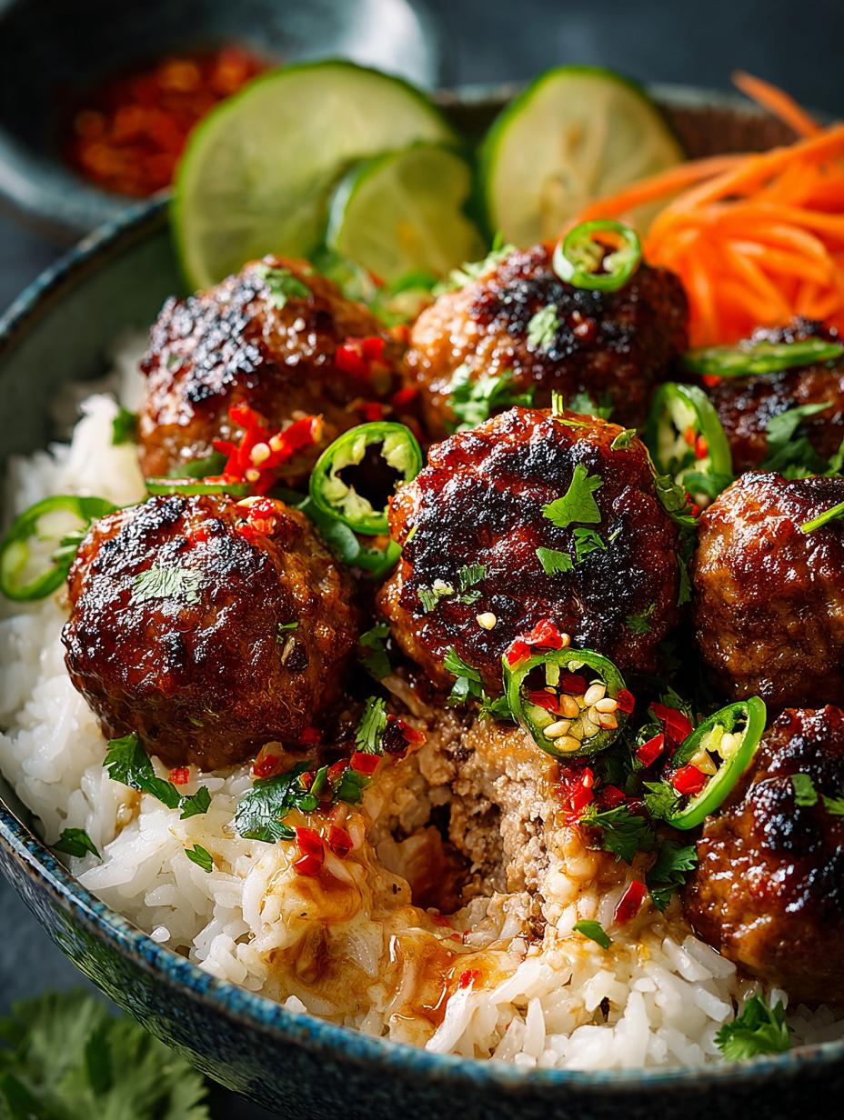 Spicy Chicken Meatball Rice